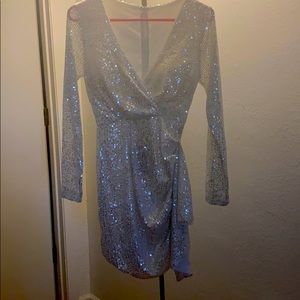 Sequin V neck dress